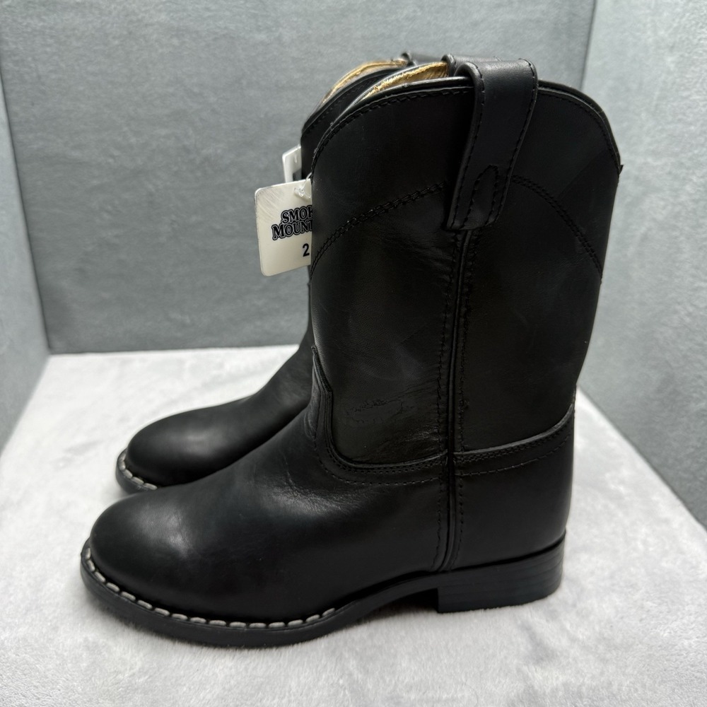 Smoky Mountain Kids Cowboy Boots Size 2 Black Leather Western New Defects